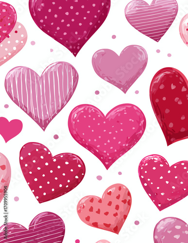 Motif vectoriel sans couture de cœurs stylisés