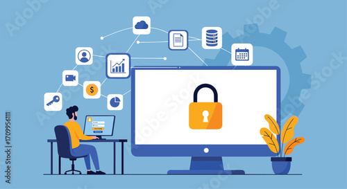 Digital network security protecting data with cybersecurity concepts and network protection
