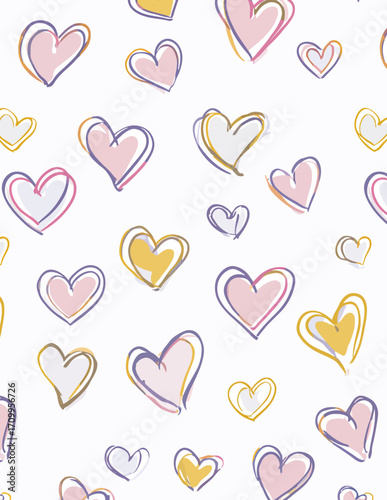 Motif vectoriel sans couture de cœurs pastel