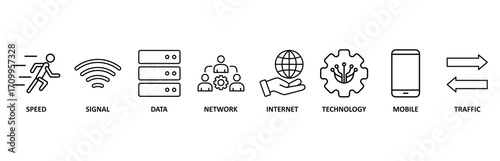5G icon set vector illustration for speed, signal, data, network, internet, technology, mobile and traffic