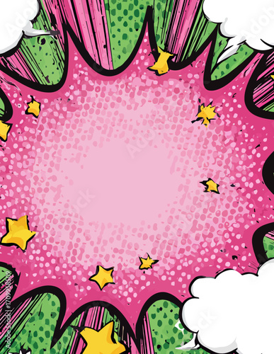 Fond éclatant de style bande dessinée vectorielle : rose, jaune, vert