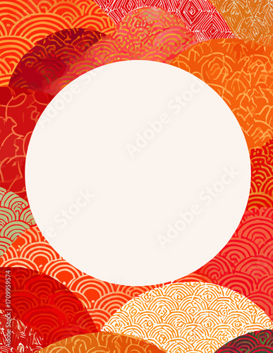Cercle blanc sur fond vectoriel rouge orangé texturé