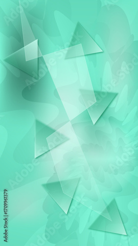Pointed and fluid shapes in aquamarine green background