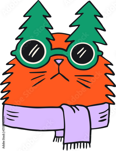 Christmas cat cartoon character