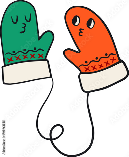 Christmas mittens cartoon character