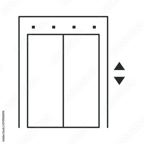 Elevator icon line lift way up and down lobby hall sign, Simple symbol. Passenger elevator, slide door. 