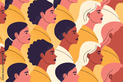 Diverse Group of Women Faces Pattern people diversity