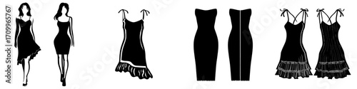 The Summer Maxi Strap Dress features a frill hem from the knee and is shown in a slip dress style, with views from both the front and back, presented as a fashion illustration