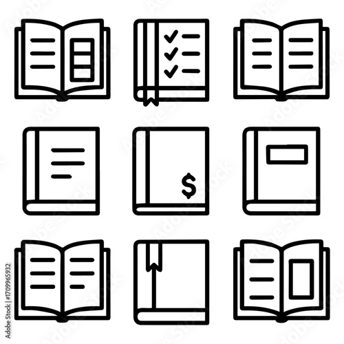 Collection of Simple Line Art Books with Various Content.