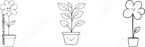 A withered plant in a pot is depicted in a modern illustration through a single continuous line art drawing