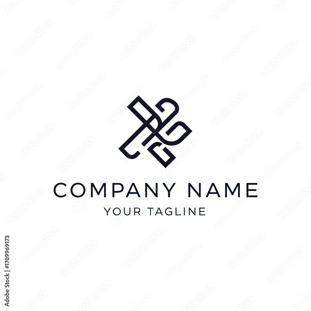 Obraz premium Modern, minimalist logo design with intersecting lines and stylized shapes.