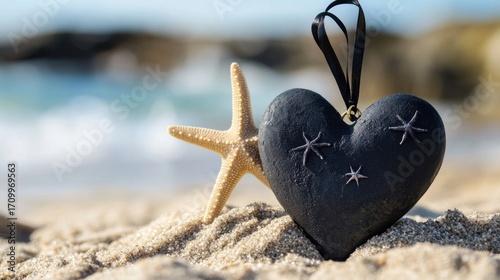 Beach Heart Starfish Summer Love.