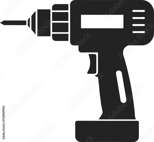 Cordless Drill Driver Silhouette for DIY Projects and Construction Tasks Power Tool Precision and Versatility