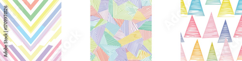 Colorful chevron ikat tribal aztec pastel colors come together in a seamless pattern, creating a modern illustration for fashion textile print