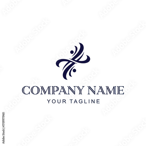 Free Download Elegant logo design featuring stylized abstract figures and flowing lines, with company name. - GFXLoad