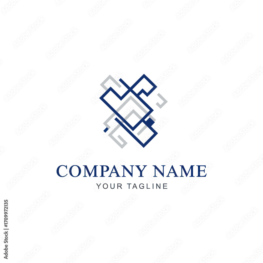 Obraz premium Abstract logo design featuring intersecting lines and shapes, creating a modern and sophisticated corporate identity.