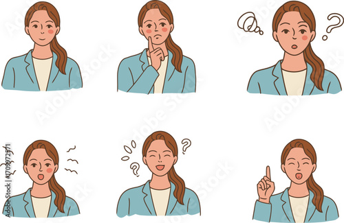 Professional businesswoman expresses diverse emotions and ideas, perfect for modern corporate communication