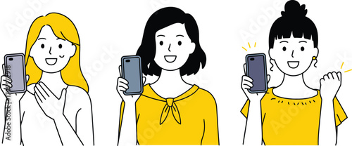 Joyful women share exciting mobile news and celebrate online wins with smartphones
