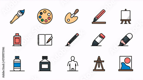 Artist Icons: 15 Simple White Background Designs