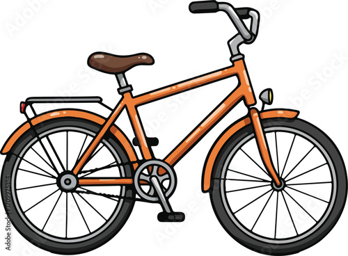 Classic orange cruiser bicycle with vintage styling and practical features ideal for urban commuting and leisure cycling adventures vector