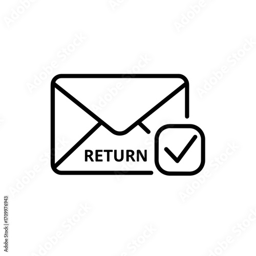 Return mail envelope with check mark isolated on transparent background
