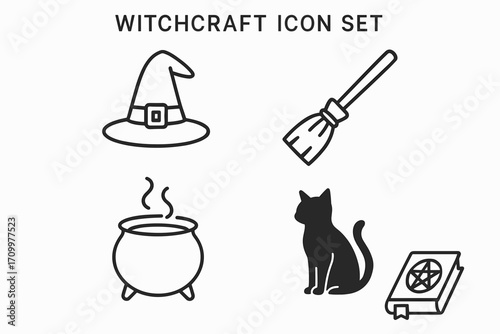 Witchcraft Icon Set – Mystical Vector Pack of Spells, Potions, Symbols & Magical Tools for Fantasy Design