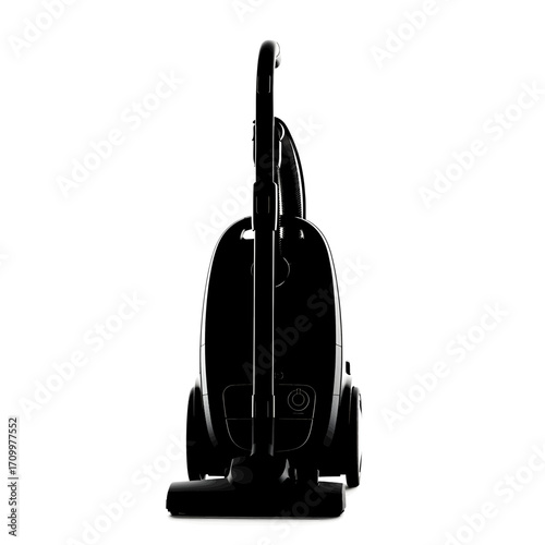 Black vacuum cleaner silhouette isolated on white background