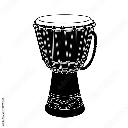 Djembe drum silhouette isolated on white background