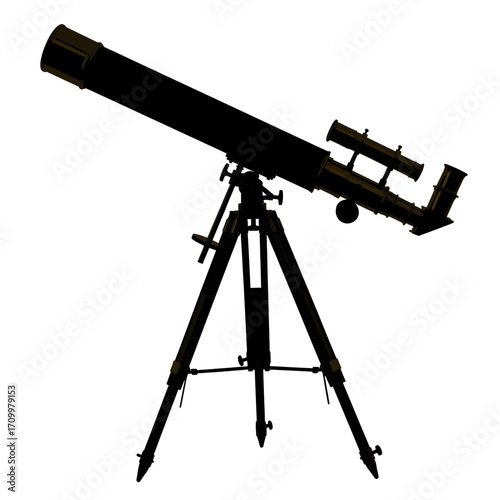Telescope silhouette on a white background isolated on white background