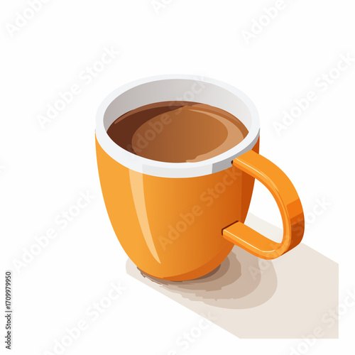 Vibrant orange coffee mug filled with rich brown beverage, perfect for morning energy and cozy breaks