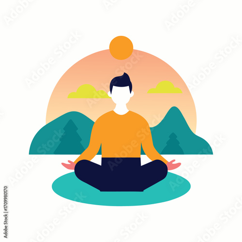 silhouette of meditating