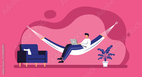 Young woman sitting on a park bench, focused on working remotely with her laptop. Illustrates modern freelance lifestyle and digital productivity.