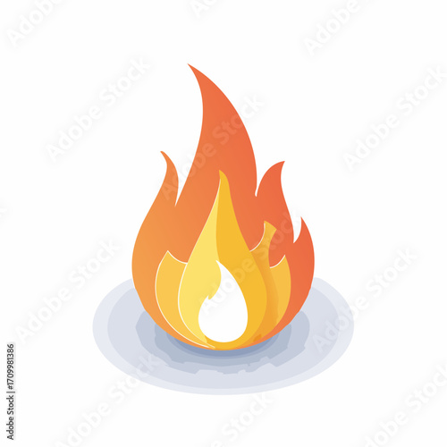 Vibrant, dynamic flame illustration ignites energy and passion for creative projects