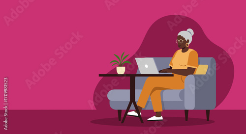 Minimalist illustration of a man with a searching tool on an abstract blue background. Represents data exploration, analysis, problem-solving, or digital scanning.