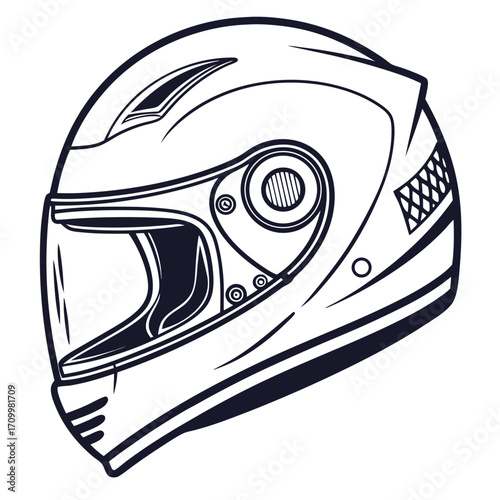 Vector drawing of a motorcycle helmet on a white background