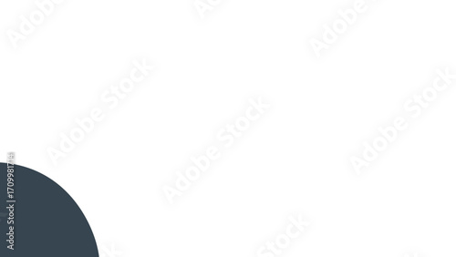 Clean, modern abstract background with a dark quarter circle shape on a pristine white canvas. Ideal for graphic design, web projects, or presentation backdrops.