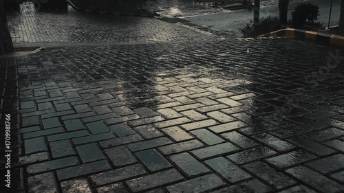 pavement raining cloudy video 4k