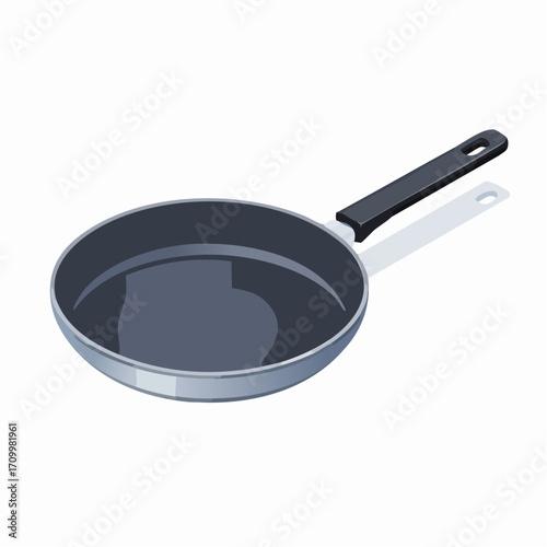 Modern frying pan with black handle ready for culinary creations, kitchen essential for home chefs