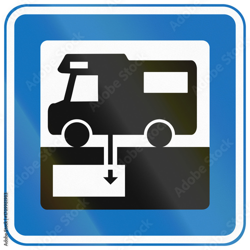 Danish service road sign - Emptying chemical toilet for campers