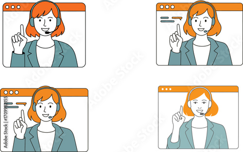 Friendly customer service agent offering helpful advice during online consultation video calls