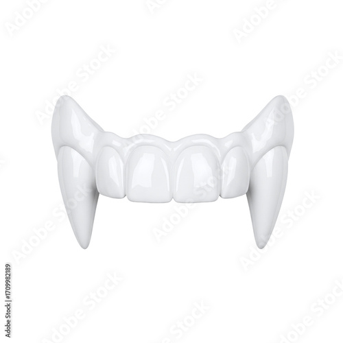 Fotografie White plastic vampire fangs for halloween