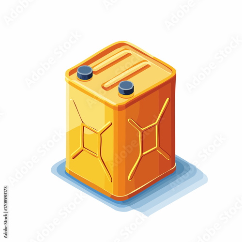 Vibrant yellow jerrycan with blue cap, ready for adventure or fuel storage needs