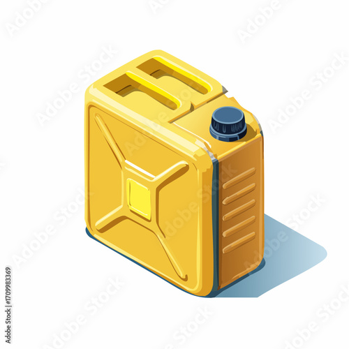 Vibrant yellow fuel can graphic offers essential storage and transport solution for liquids