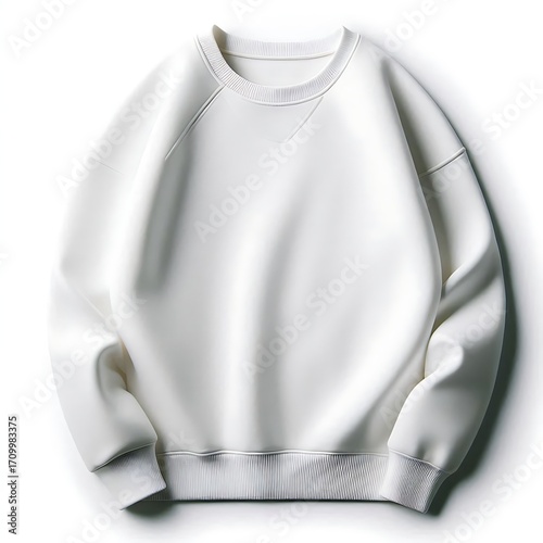 White Sweatshirt with Rolled Sleeves