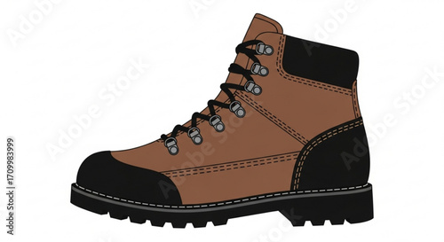 Illustration of a hiking boot, a sturdy footwear for outdoor adventures and a symbol of exploration