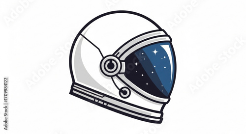 Illustration of an astronaut helmet with a galaxy reflection space exploration and cosmic adventure concept