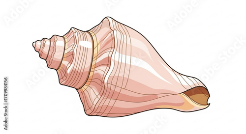 Elegant conch shell with a smooth, pink surface, a beautiful reminder of the oceans treasures