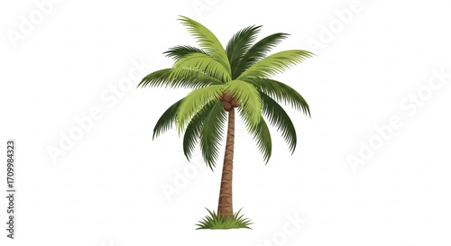 Illustration of a palm tree with green leaves, perfect for tropical or vacation themes