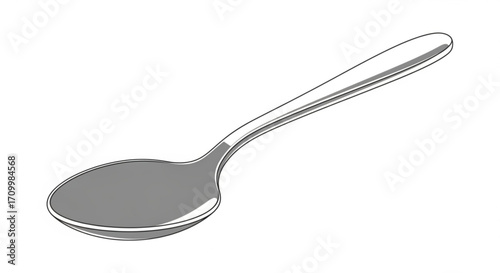 Illustration of a shiny silver spoon, a common utensil for eating soup or other liquid foods