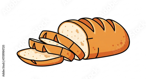 Sliced loaf of bread fresh baked bread, healthy food concept vector illustration in cartoon style